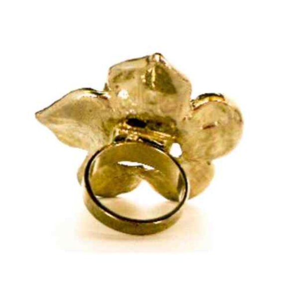 Big Silver Tone White Rhinestone Flower Ring , Size 5 1/2 - Picture 4 of 5